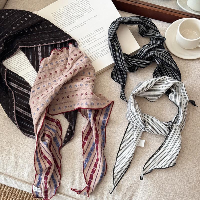Bandana Cotton - Cotton Linen Triangle Scarf Cashew Floral
