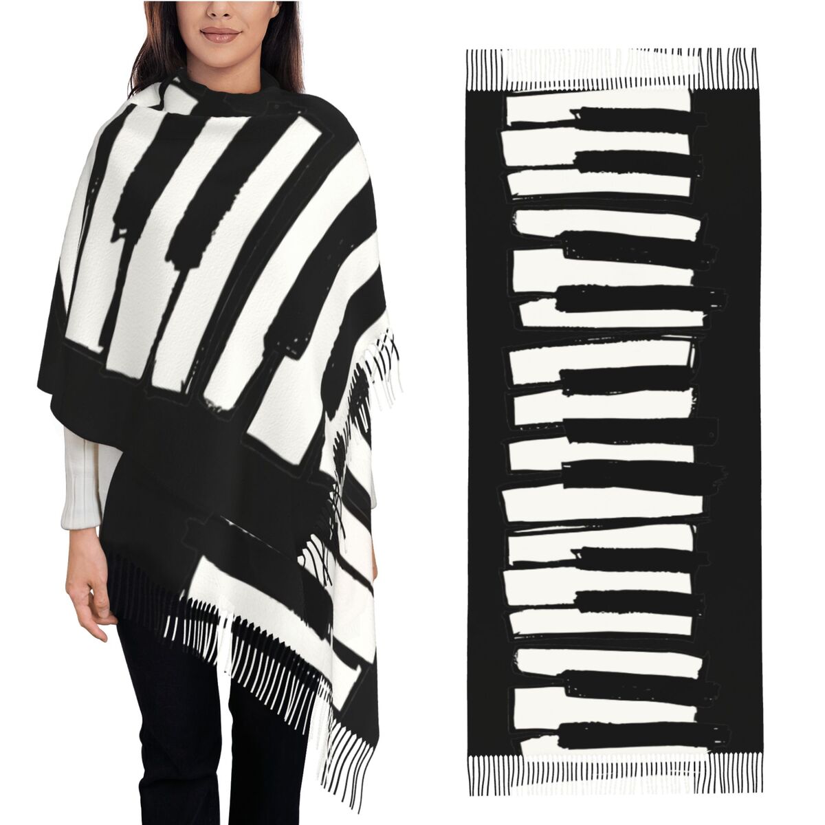 Minimalistic Piano Keys Scarf  - огляд і ціна Pashmina Wrap Large