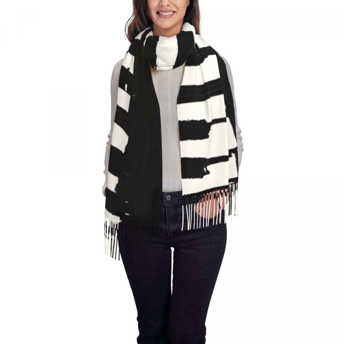 Minimalistic Piano Keys Scarf  - огляд і ціна Pashmina Wrap Large